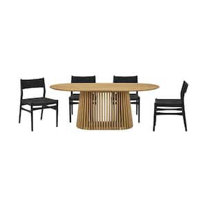 Pasadena Erie 5-Piece Oval Natural Oak Wood Top Dining Room Set Seats 4