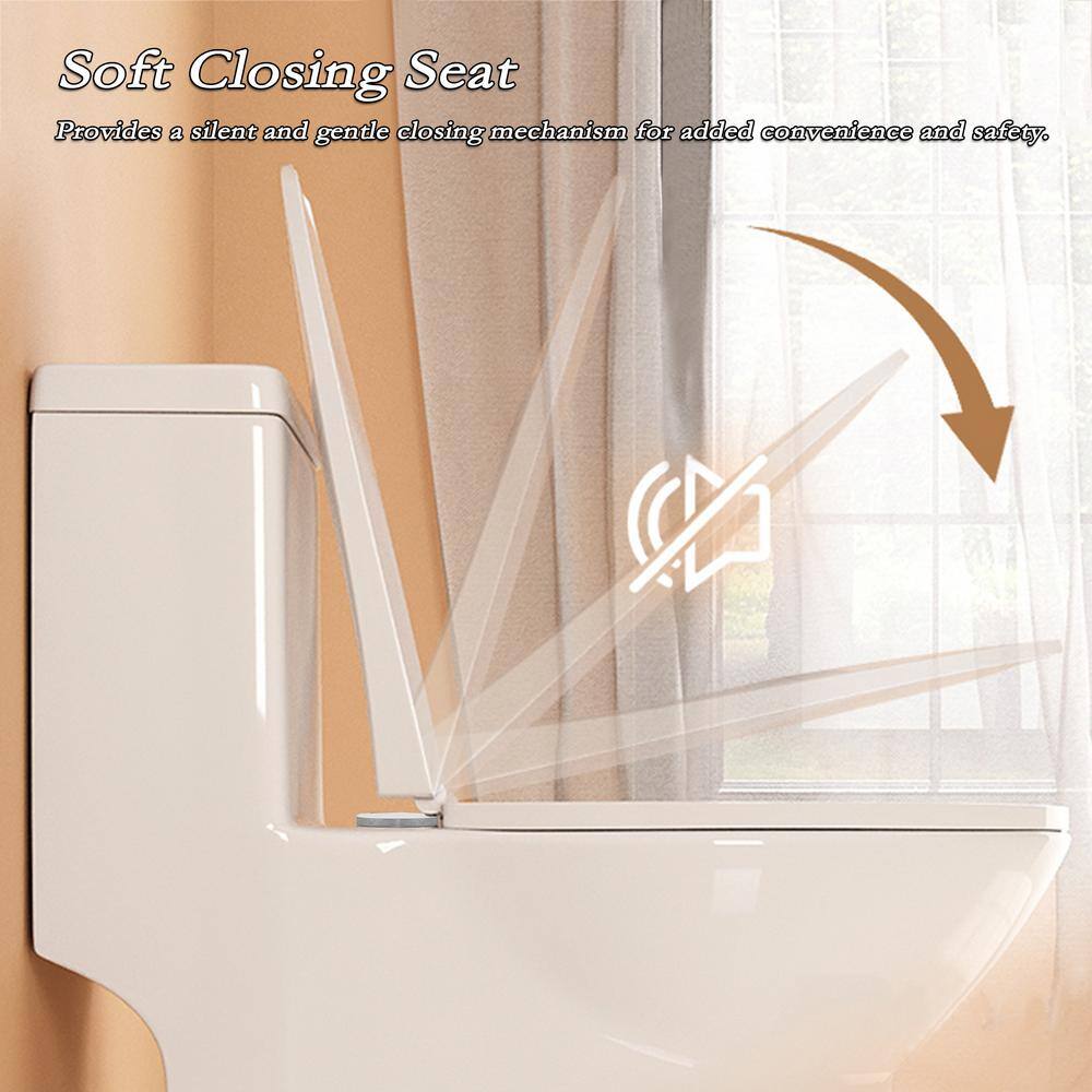 Glossy White Ceramic Elongated One-Piece Dual Flush Toilet