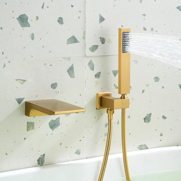 Single-Handle 1-Spray Tub and Shower Faucet in Brushed Gold, Valve Included