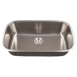 32 in. Undermount Single Bowl Single Cutout Stainless Steel Kitchen Sink with Strainer Baskets