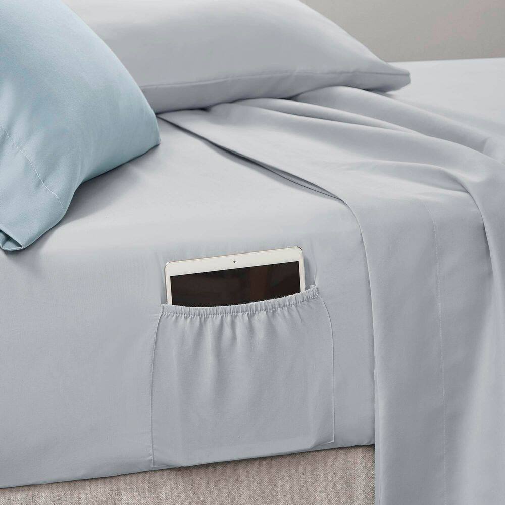 Twin Blue Floral Microfiber Bed in a Bag Set
