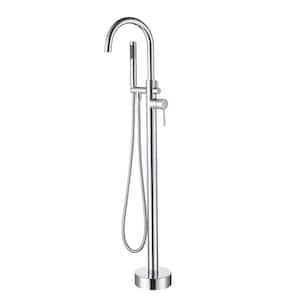 Single Handle Floor Mounted Claw Foot Freestanding Tub Faucet in Polished Chrome