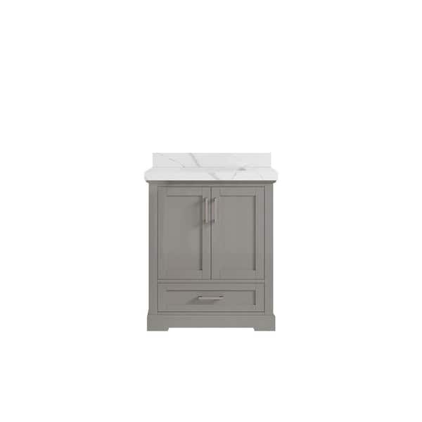 Willow Collections Boston 30 in. W x 22 in. D x 36 in. H Bath Vanity in Elephant Gray with 2 in. Calacatta Quartz Top