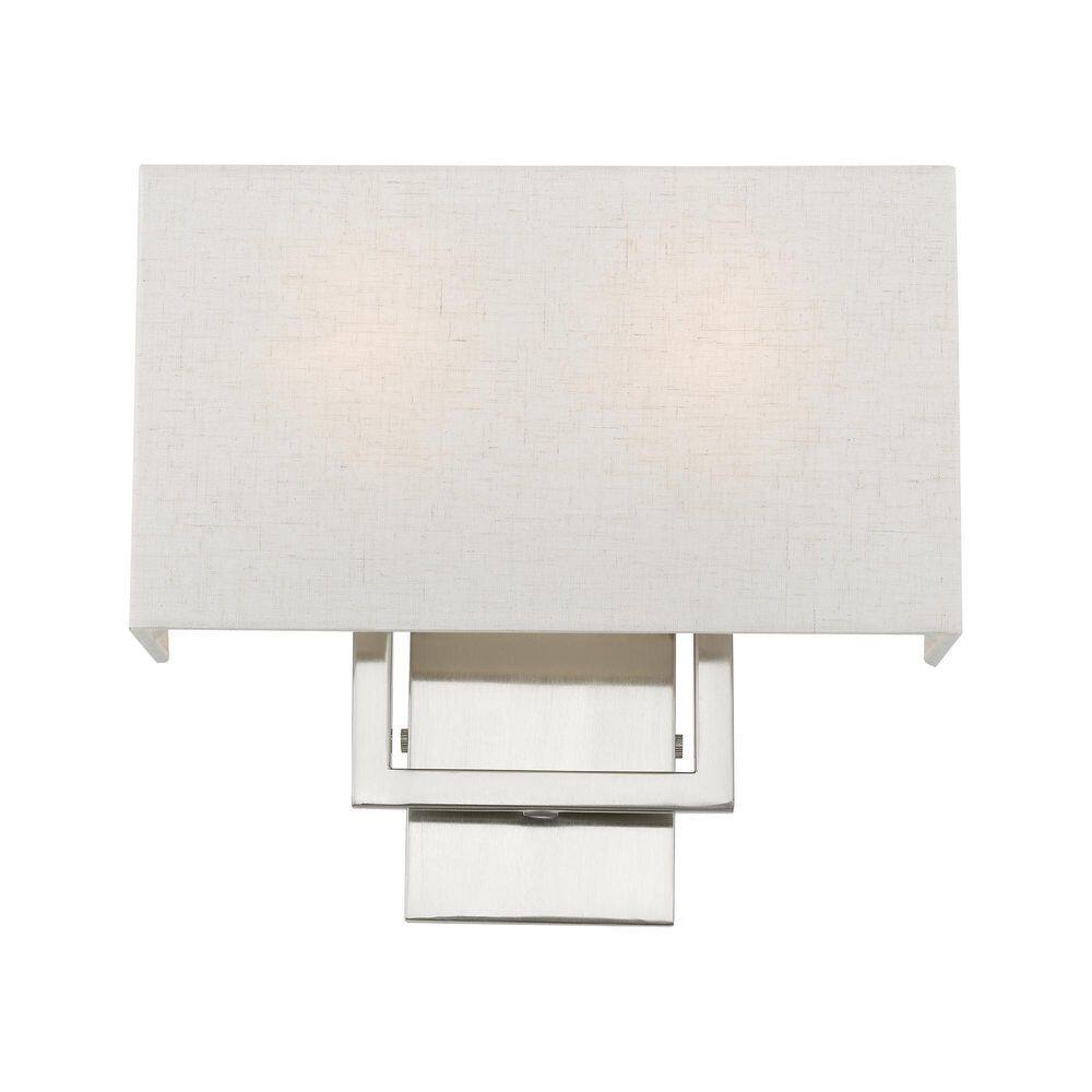 Brushed Nickel 2-Light Wall Sconce with Fabric Shade