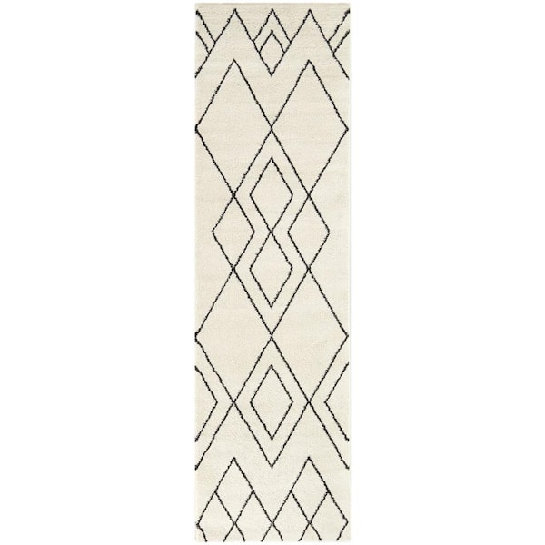 Clara Off-White 2 ft. x 7 ft. Diamond Runner Rug