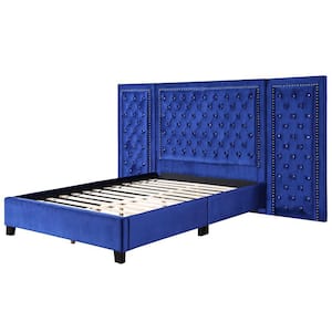 Damazy Blue Wood Frame Queen Platform Bed