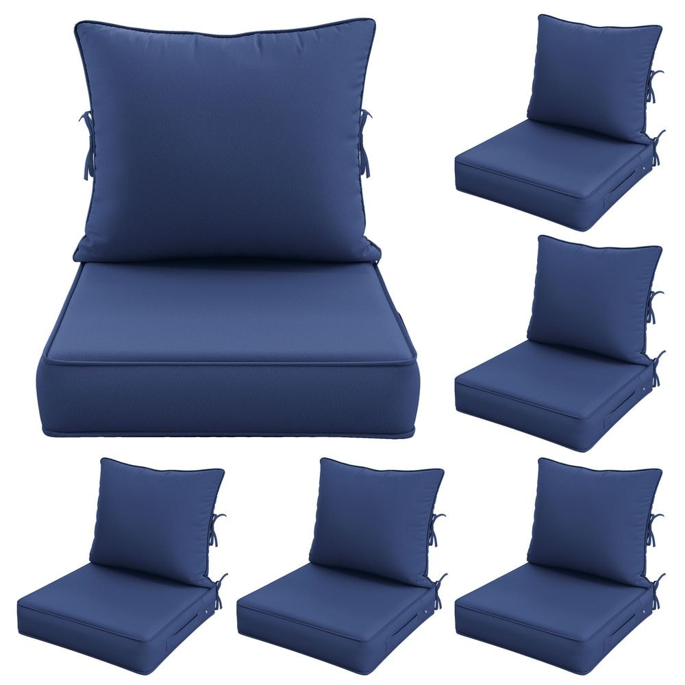 19 in. x 19 in. x 4 in. (6-Pack) Water-Resistant Outdoor Patio Furniture Replacement Deep Seat Cushions, Blue price history on PriceWatchPro