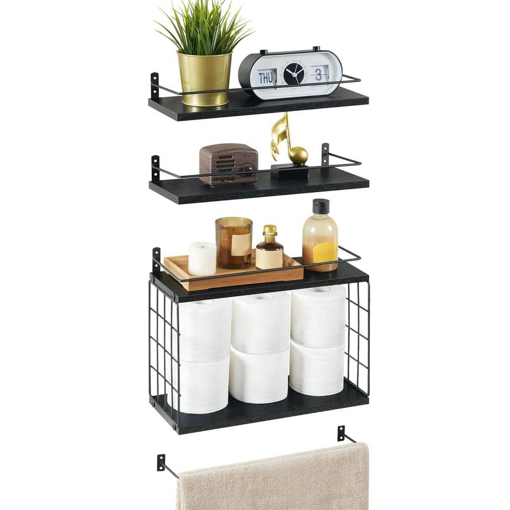 14.7 in. W x 5.8 in. D 4 plus 1-Tier Floating Shelves Shelves Over Toilet w