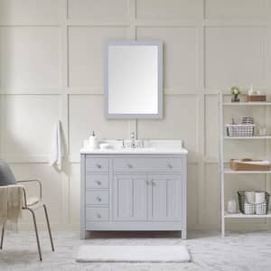 Newcastle 42 in. W Bath Vanity in Dove Gray with Cultured Marble Vanity Top in White with White Basin