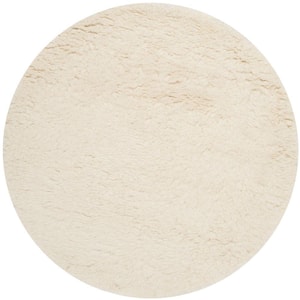 Flokati Ivory 4 ft. x 4 ft. Round Solid Area Rug