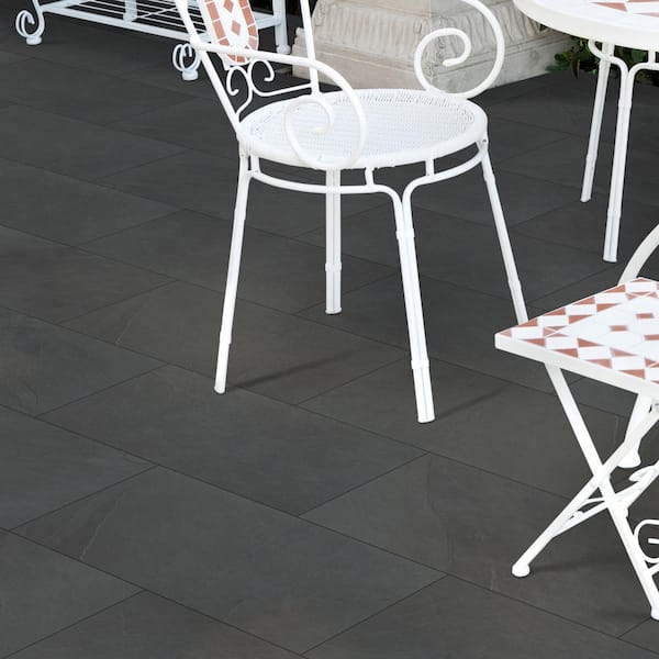 Montauk Gauged Black Slate Field Tile - SMONBLK1212G