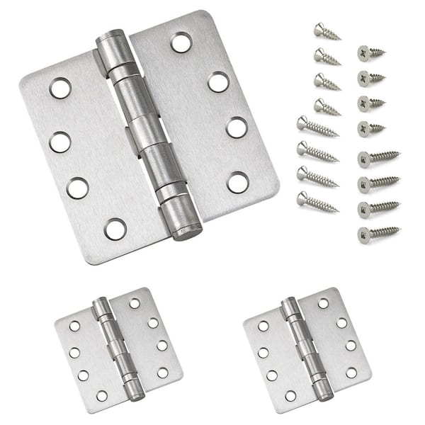 4 in. x 4 in. Brushed Nickel Full Mortise Ball Bearing Butt Hinge with Removable Pin (3-Pack)
