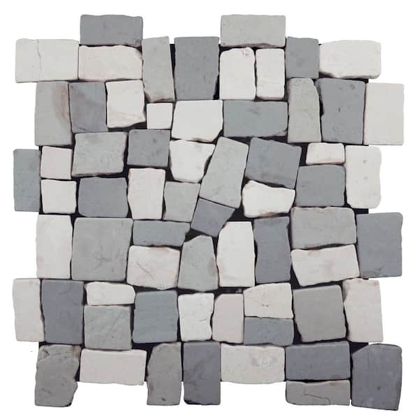 Block Mosiac 11 in. x 11 in. Light Grey Marble Mesh-Mounted Mosaic Tile (9.62 sq. ft. /case)