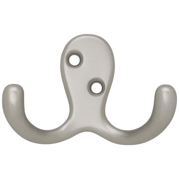 Liberty 1-13/16 in. Zinc 35 lbs. Weight Capacity Double Wall Hook in Satin  Nickel (20-Pack) B12092Q-SN-KT - The Home Depot