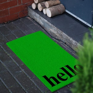 Vertical Hello Green/Black 17 in. x 29 in. Door Mat