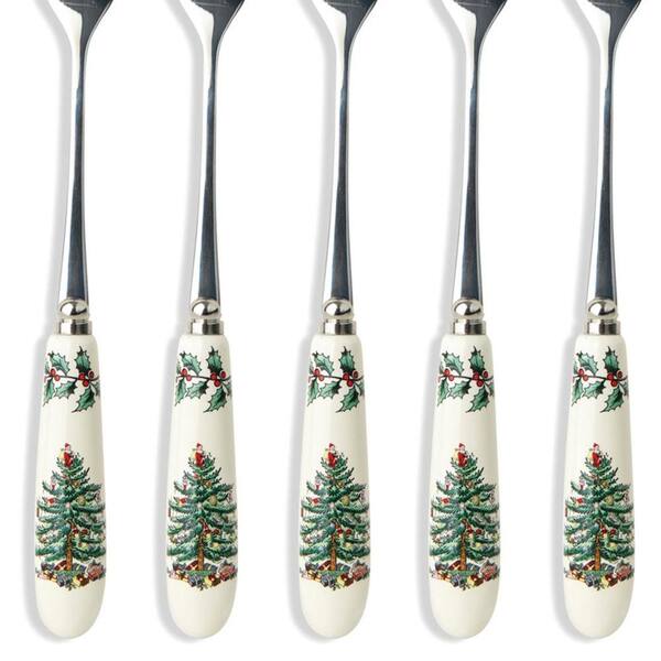 Set of 6 by Portmeirion USA Spode Christmas Tree Pastry Fork 
