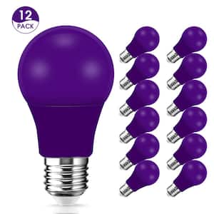 60-Watt Equivalent 9-Watt A19 E26 Base Non-Dimmable Purple LED Colored Light Bulb 9000K(12-Pack)