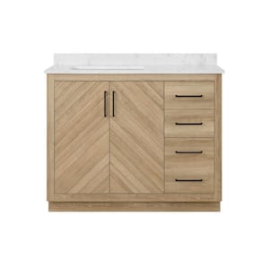 Huckleberry 42 in. W x 19 in. D x 34.5 in. H Single Sink Bath Vanity in Weathered Tan with White Cultured Marble Top