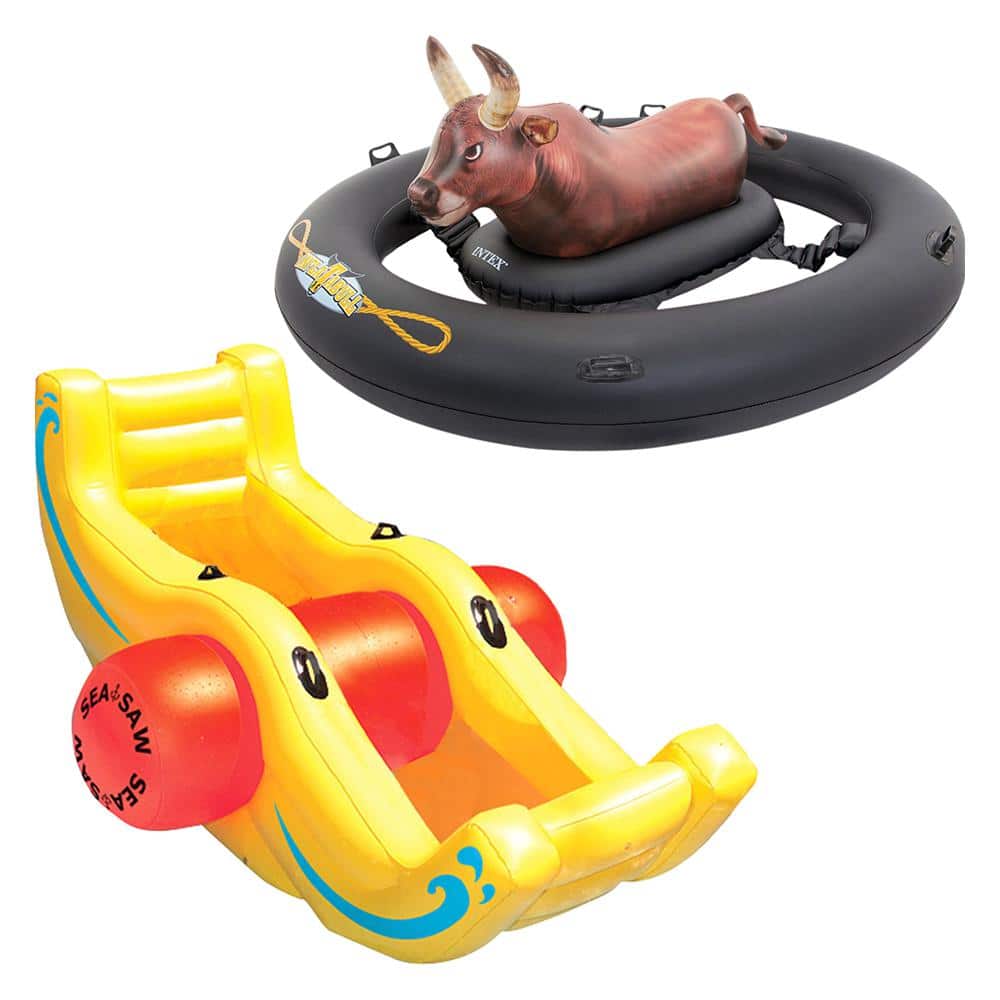 Intex Inflatabull Bull-Riding Inflatable Pool Float and Swimline Sea-Saw  Rocker 56285EP + 9058 - The Home Depot