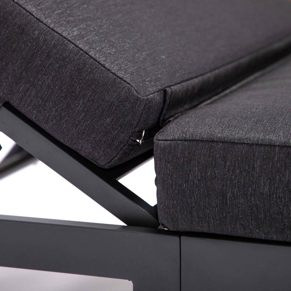 Chelsea Black Aluminum Outdoor Chaise Lounge Chair with Side Table