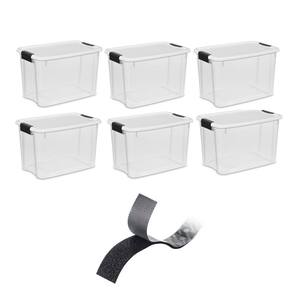 30 Qt Storage Tote (6 Pack) with VELCRO Brand 10 Foot 1 Inch Tape Roll
