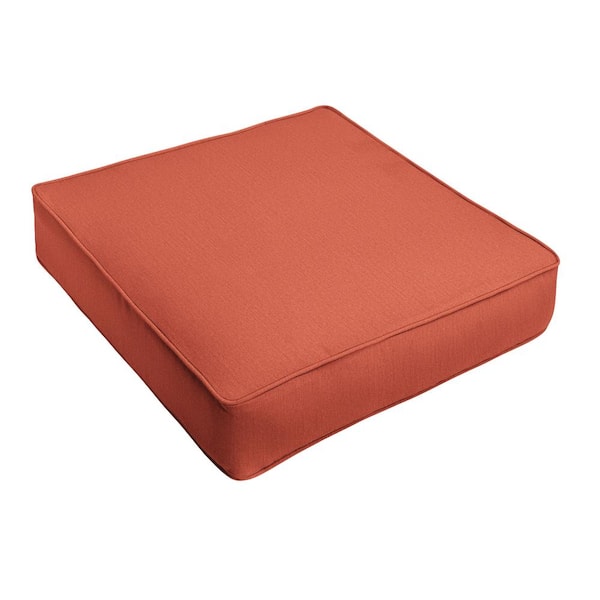 SORRA HOME 22.5 in. x 22.5 in. Deep Seating Indoor/Outdoor Corded Lounge Chair Cushion in Sunbrella Canvas Persimmon