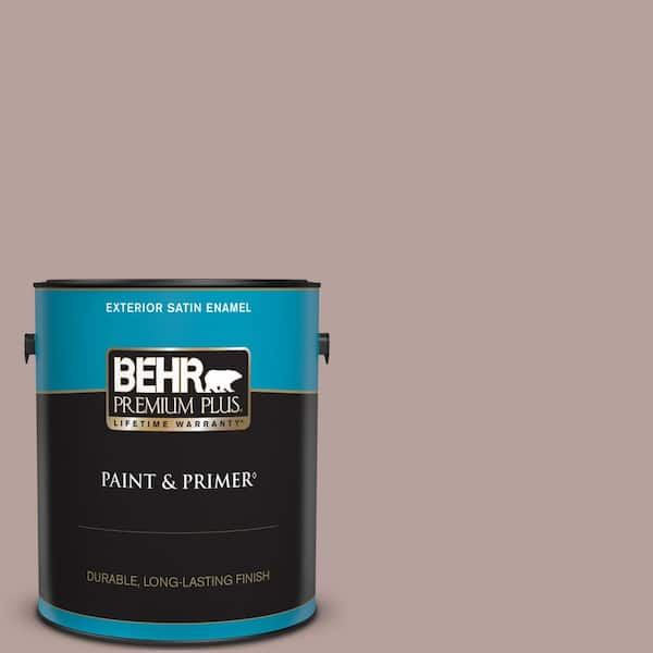 BEHR PREMIUM PLUS 1 gal. #N130-4 Plum Taupe Satin Enamel Exterior Paint & Primer