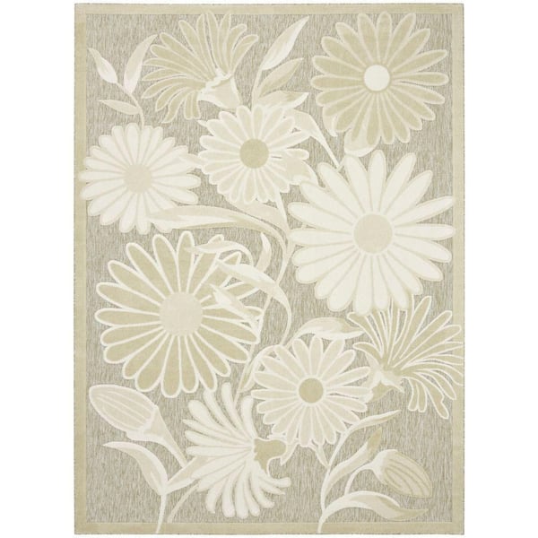 Aloha Ivory Sage 9 ft. x 12 ft. Botanical Contemporary Area Rug