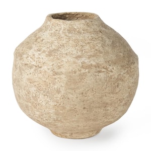 Ritu Large Beige Paper Mache Pot Vase