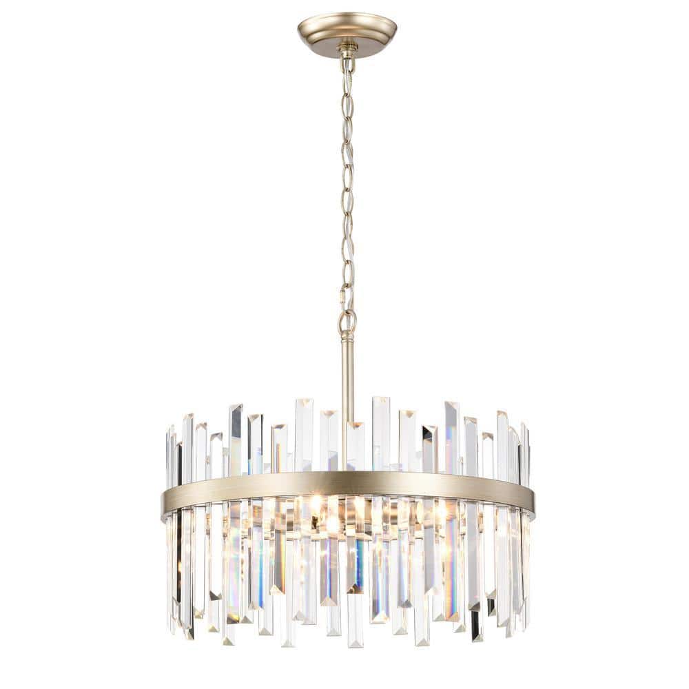 Jojospring Celina 18.5 in. Brushed Champagne Silver 5-Light Drum