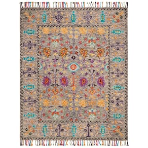 Blossom Gray/Multi 6 ft. x 9 ft. Border Area Rug