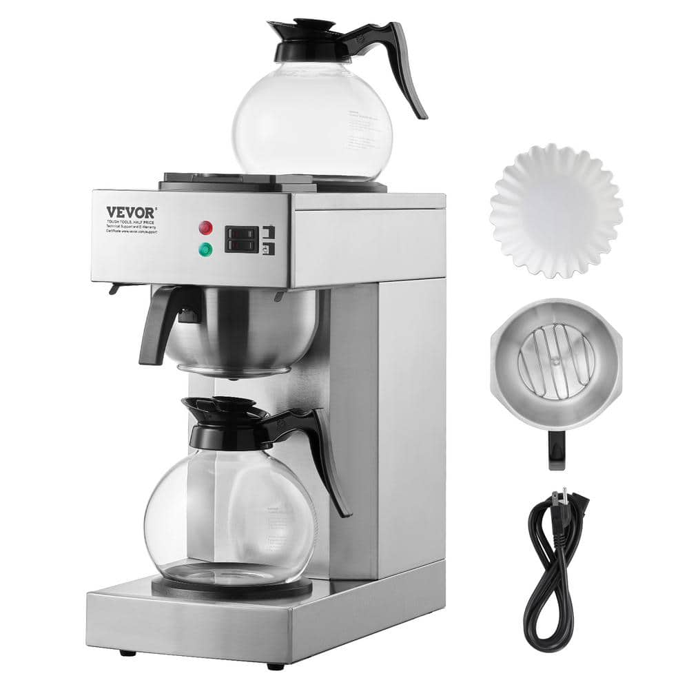 12 Cups Commercial Drip Coffee Maker, Coffee Maker Machine with 2-Glass Carafes and 2-Warmer Plates in Stainless price history on PriceWatchPro