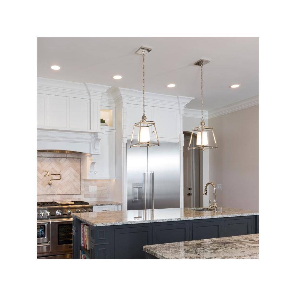 Mini Sylvan Polished Nickel LED Pendant with Ivory Silk Shade
