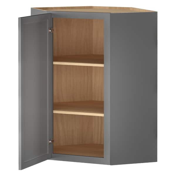 Keyport Shaker 24 in. W x 24 in. D x 36 in. H Charcoal Plywood Tool-Free Ready To Assemble Wall Corner Kitchen Cabinet