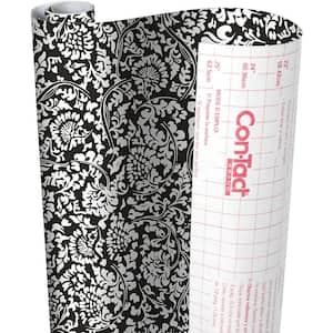 Creative Covering 18 in. x 50 ft. Mirabella Black and White Self-Adhesive Vinyl Drawer and Shelf Liner (6 Rolls)