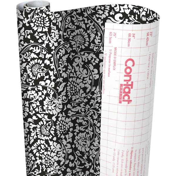 Con-Tact Creative Covering 18 in. x 50 ft. Mirabella Black and White Self-Adhesive Vinyl Drawer and Shelf Liner (6 Rolls)