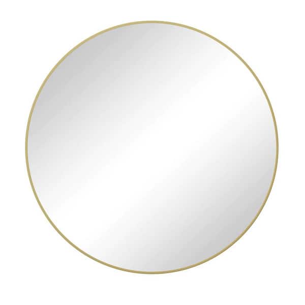39 in. W x 39 in. H Circular Metal Framed Fog Resistant Wall Mount Bathroom Vanity Mirror in Gold