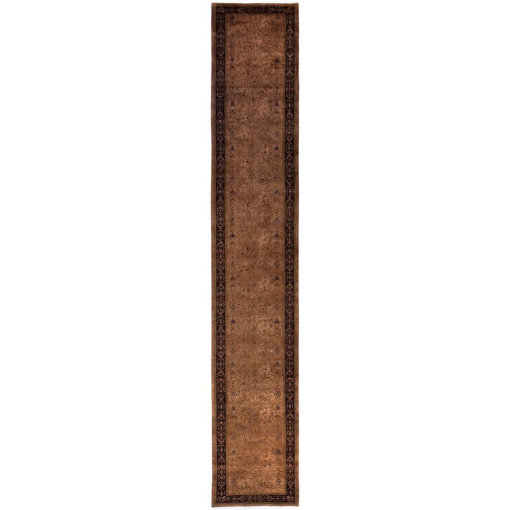 Fine Vibrance Brown 3 X 19 Hand-Knotted Wool Indoor Area Rug price history on PriceWatchPro