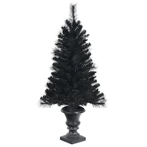4 ft. Black Pre-Lit LED Halloween Artificial Christmas Tree with 100 LED Lights and Urn Base