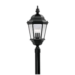 Stockton 3 Lights Black Metal Cast Aluminum Line Voltage Outdoor Weather Resistant Post Light with No Bulbs Included