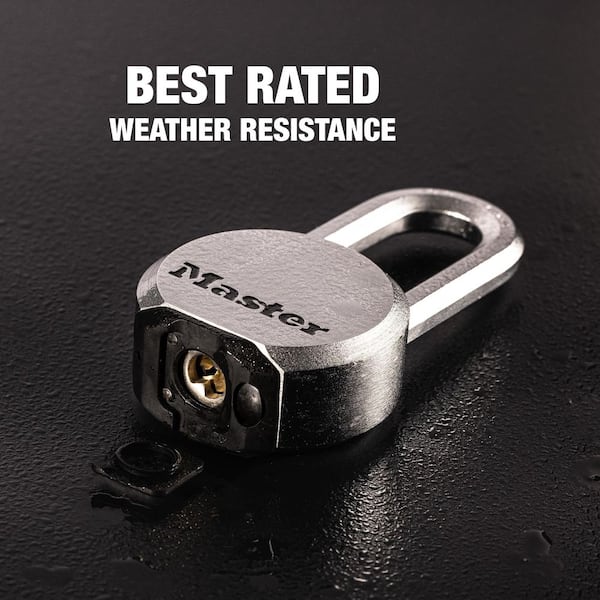 Master Lock Outdoor Padlock with Key, 1-1/8 in. Wide 7KADCC - The Home Depot