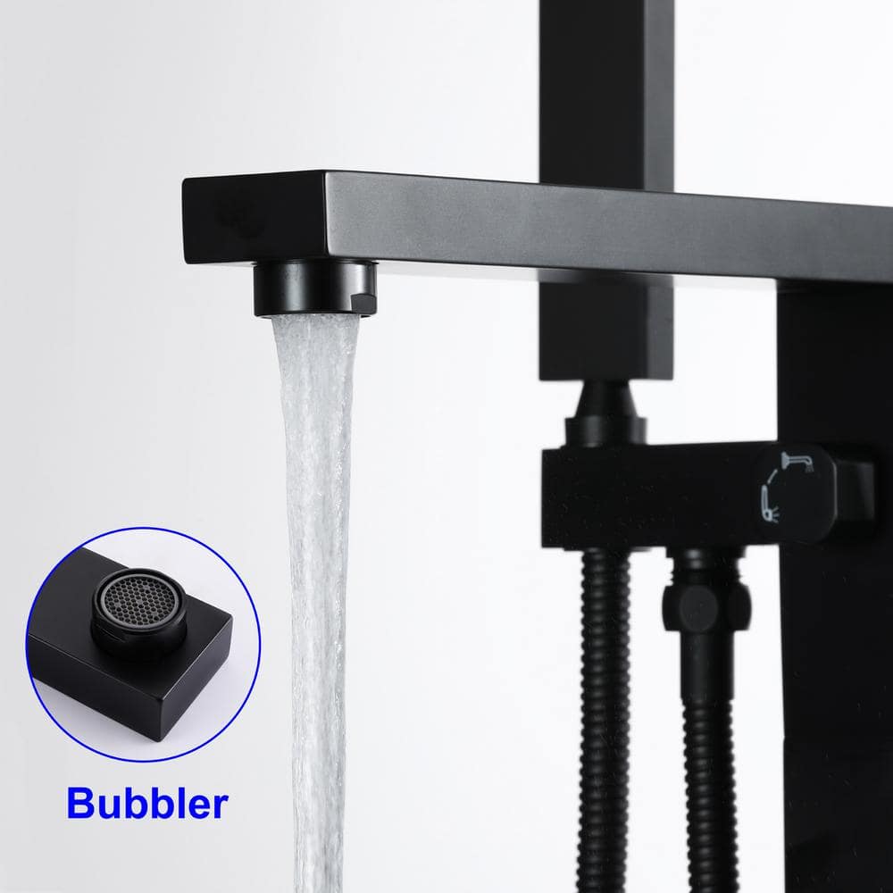 Matte Black Stainless Steel Freestanding Tub Faucet with Hand Shower