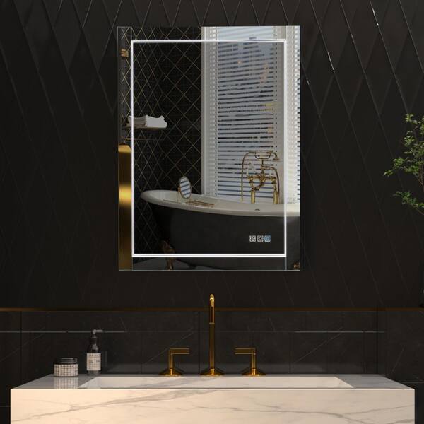 Unbranded 24 in. W x 32 in. H Rectangular Frameless Anti-Fog Wall Bathroom Vanity Mirror in Sliver