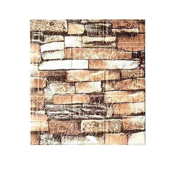 3D Foam Brick Wall Panels, Self-Adhesive, Waterproof, 20 Pack, Rock Yellow