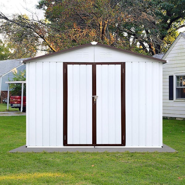 8 ft. W x 10 ft. D White Metal Outdoor Storage Shed with Lockable