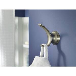 Darcy Double Robe Hook with Press and Mark in Brushed Nickel
