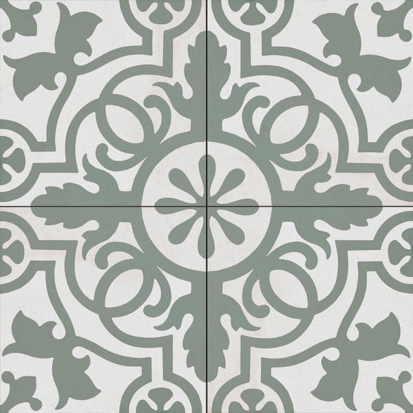 ANDOVA Bliss Giverny Green/Tan/Off-White 8 in. x 8 in. Porcelain Matte European Floor and Wall Tile Sample