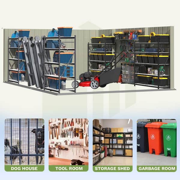 Patiowell 10 ft. W x 14 ft. D Outdoor Storage Metal Shed with