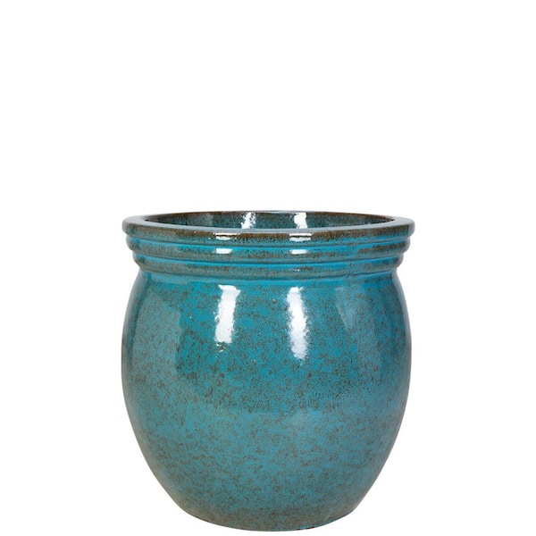 Unbranded 9 in. Tangiers Blue Ceramic Census Pot