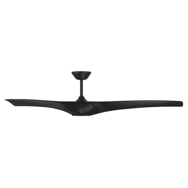 Zephyr 72 in. Smart Indoor/Outdoor Matte Black Standard Ceiling Fan Selectable CCT Integrated LED + Remote